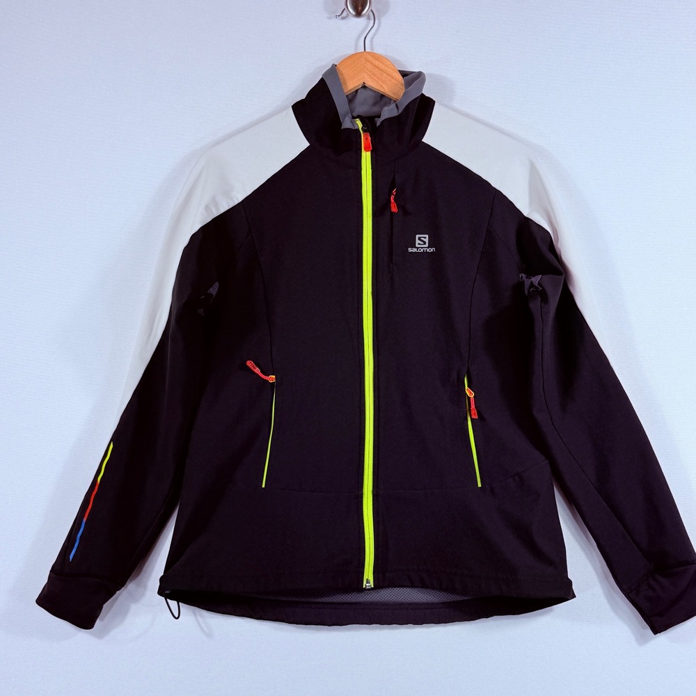 Salomon ClimaWind Softshell Jacket Womens Medium Black White Gorpcore Sporty
